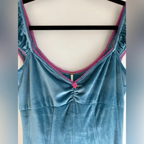 Free People Blue Velvet Rose Marie Mini Dress XS - Picture 6 of 11